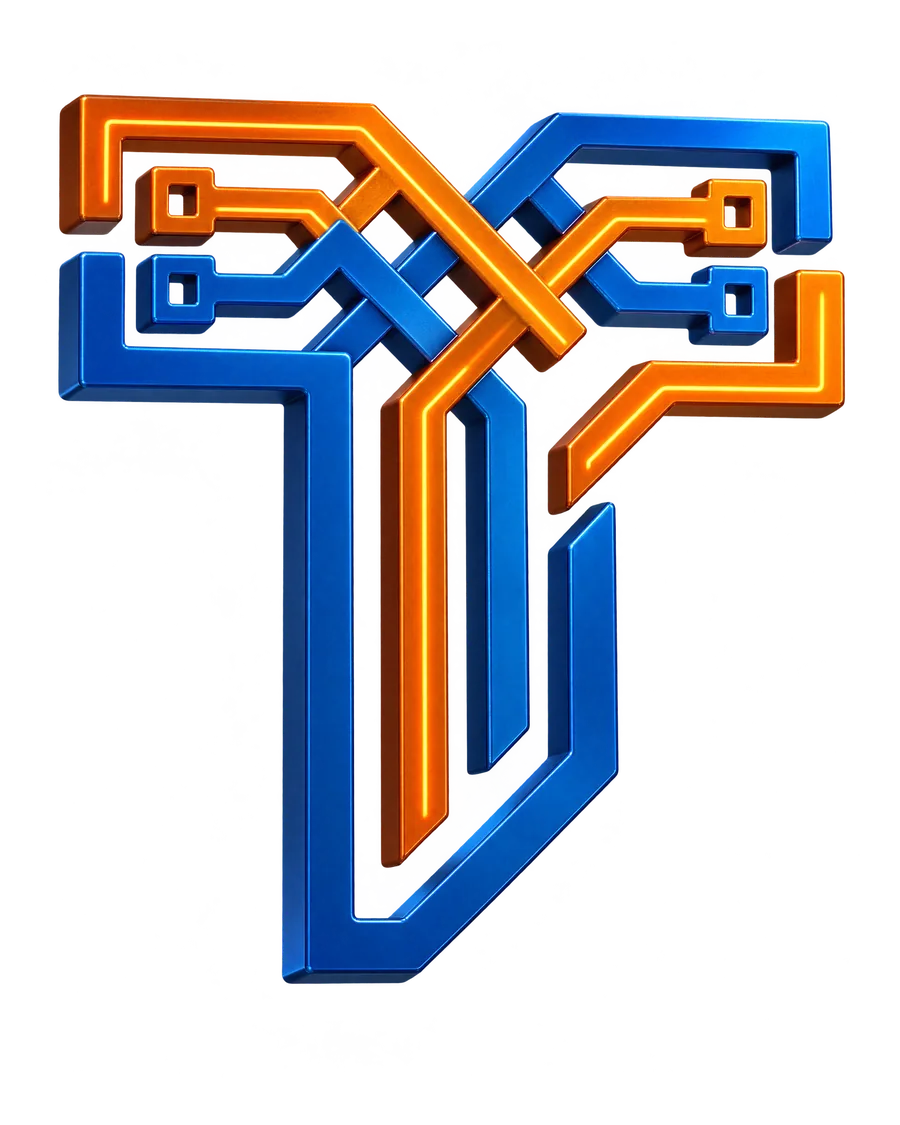 The TechTuners logo mark rendered in 3D